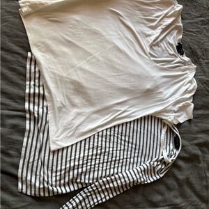 Hatch Gray and White Striped and White Tops